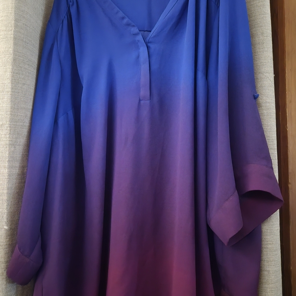 Torrid Harper Blouse Blue Purple Ombre Plus Size 4 - Picture 6 of 7